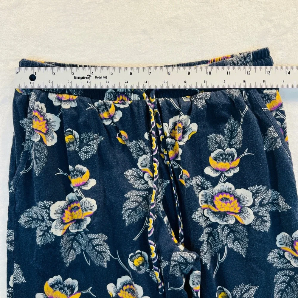 Vera Bradley Navy Blue Floral Pajama Set Small Long Sleeve Button Front Pants